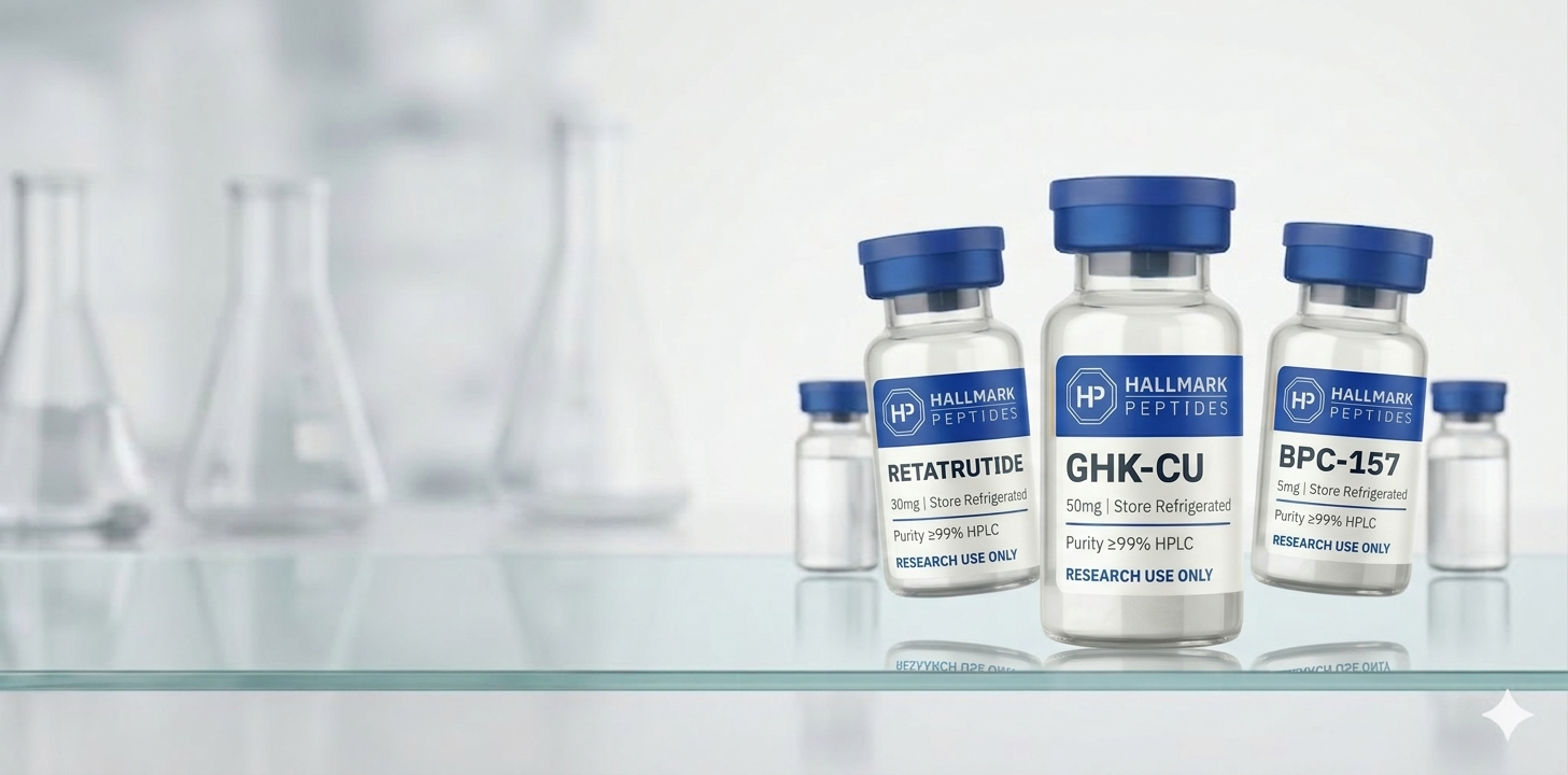 Hallmark Peptides research compounds hero background
